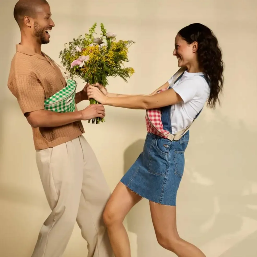 Sac banane Olivia Vichy Vert