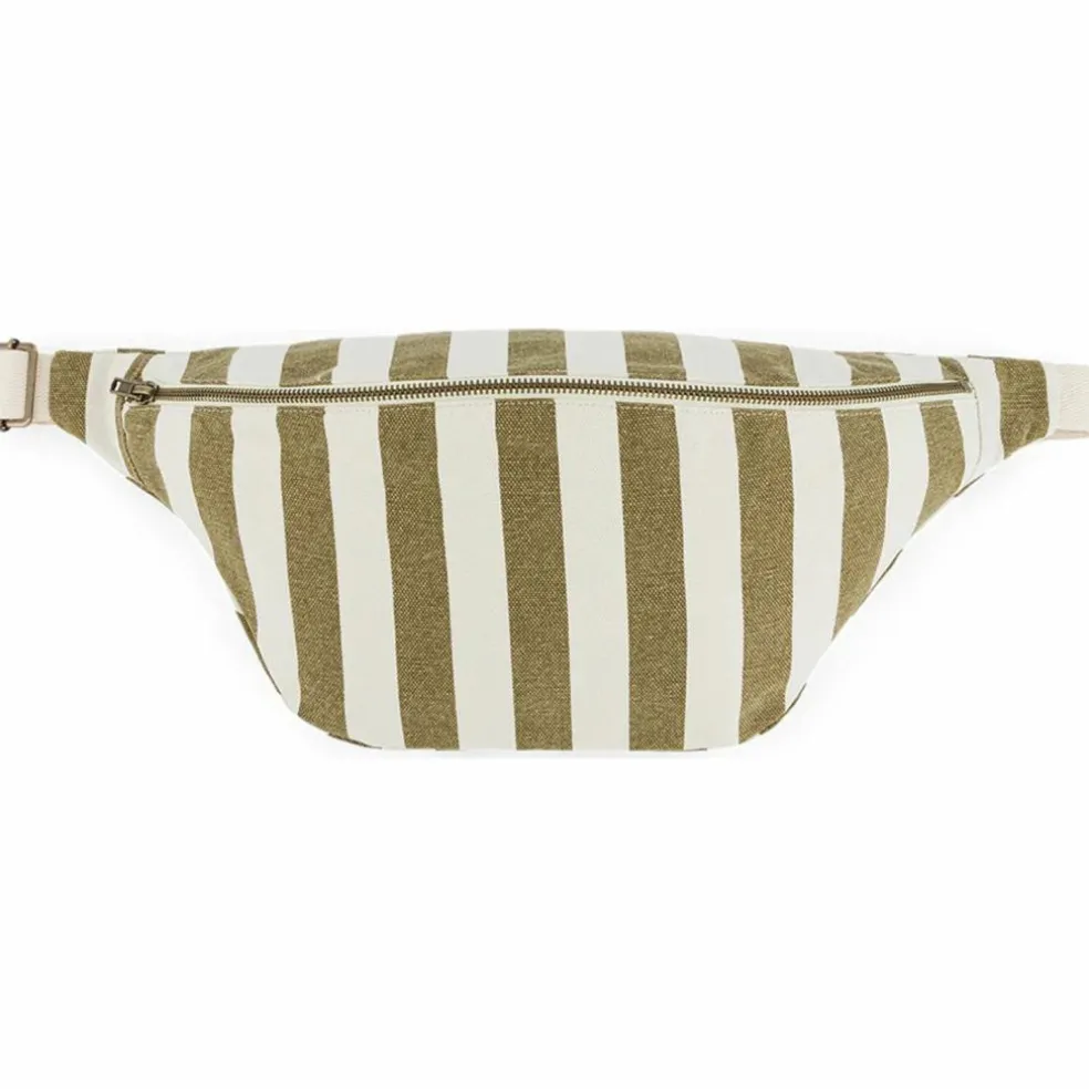 Sac banane rayée Olive-Greige