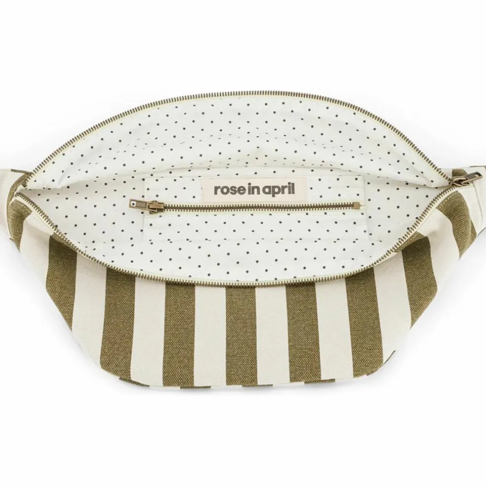 Sac banane rayée Olive-Greige