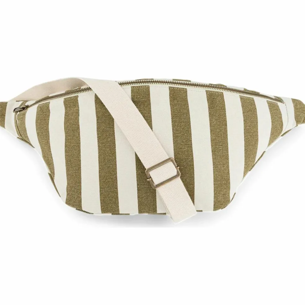 Sac banane rayée Olive-Greige