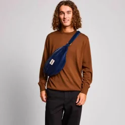 Sac banane Sasha L Velours Marine