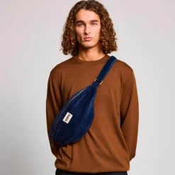 Sac banane Sasha L Velours Marine