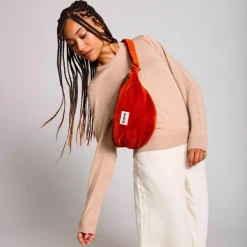 Sac banane Sasha L Velours Brique