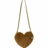 Sac bandoulière forme cœur en fausse fourrure havane