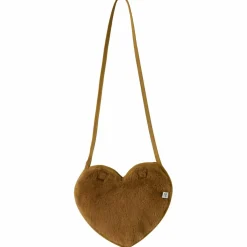 Sac bandoulière forme cœur en fausse fourrure havane
