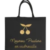 Sac cabas noir pour adulte en toile de jute (personnalisable)