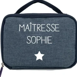 Sac isotherme enfant bleu chiné (personnalisable)
