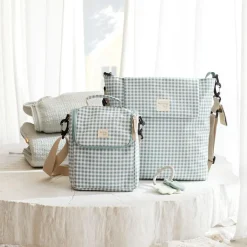 Sac repas isotherme I Love Vichy vert