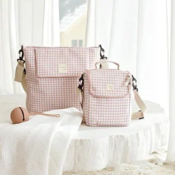 Sac repas isotherme I Love Vichy rose