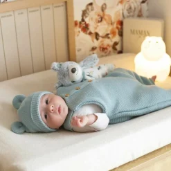 Salopette en maille Sauge (1-3 mois)