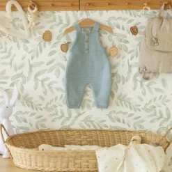 Salopette en maille Sauge (1-3 mois)