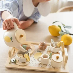 Service à thé citron en bois