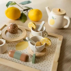 Service à thé citron en bois