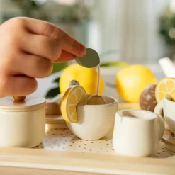 Service à thé citron en bois