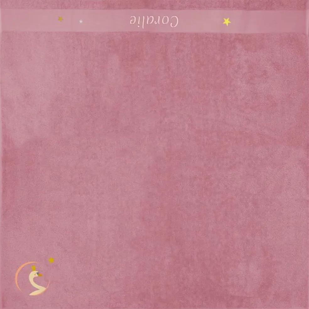 Serviette de bain cygne vieux rose personnalisable (100 x 100 cm)