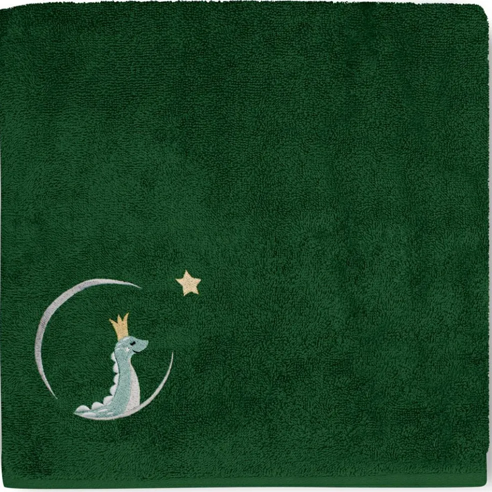 Serviette de bain dino vert forêt personnalisable (70 x 140 cm)