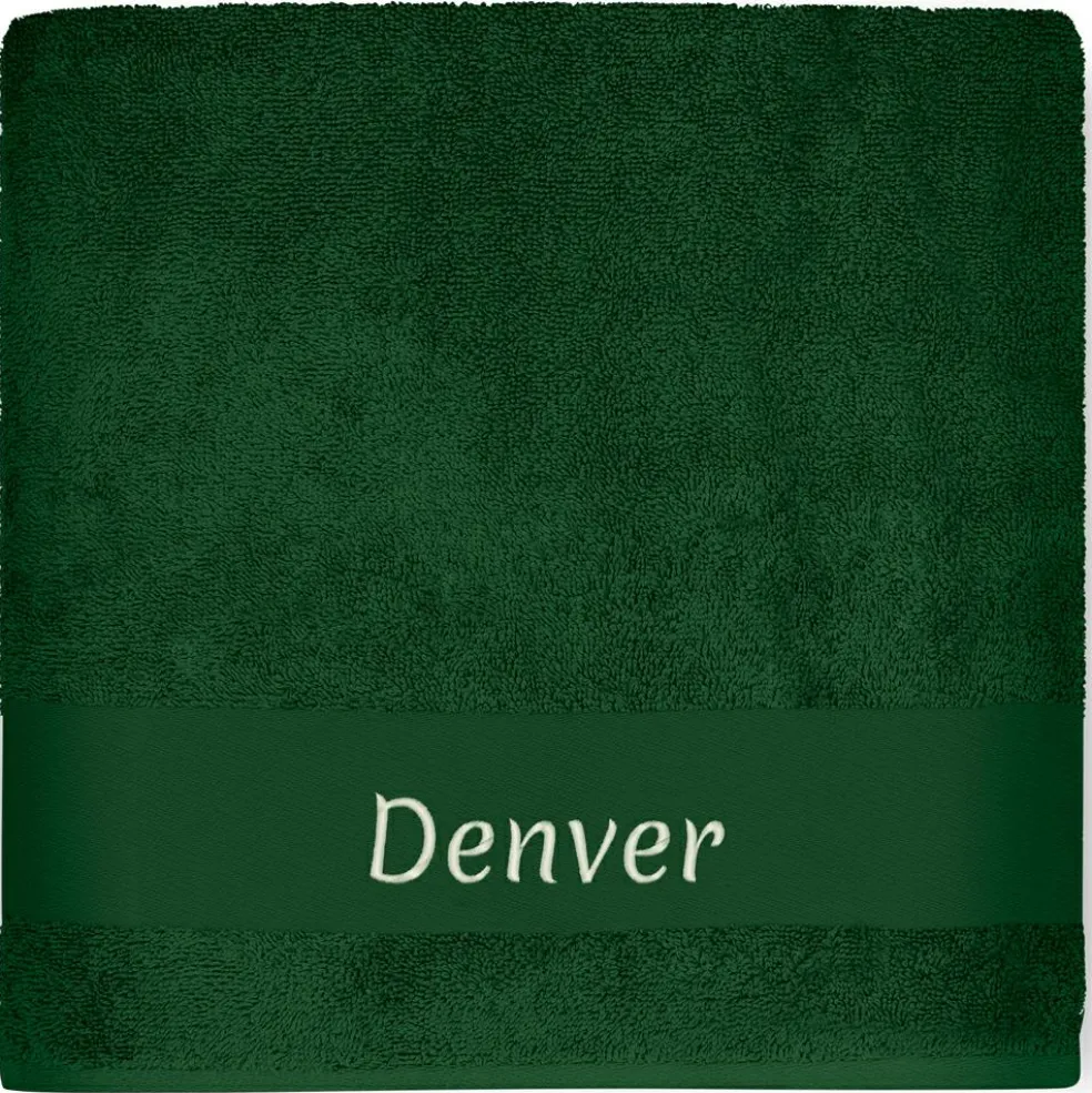 Serviette de bain dino vert forêt personnalisable (70 x 140 cm)