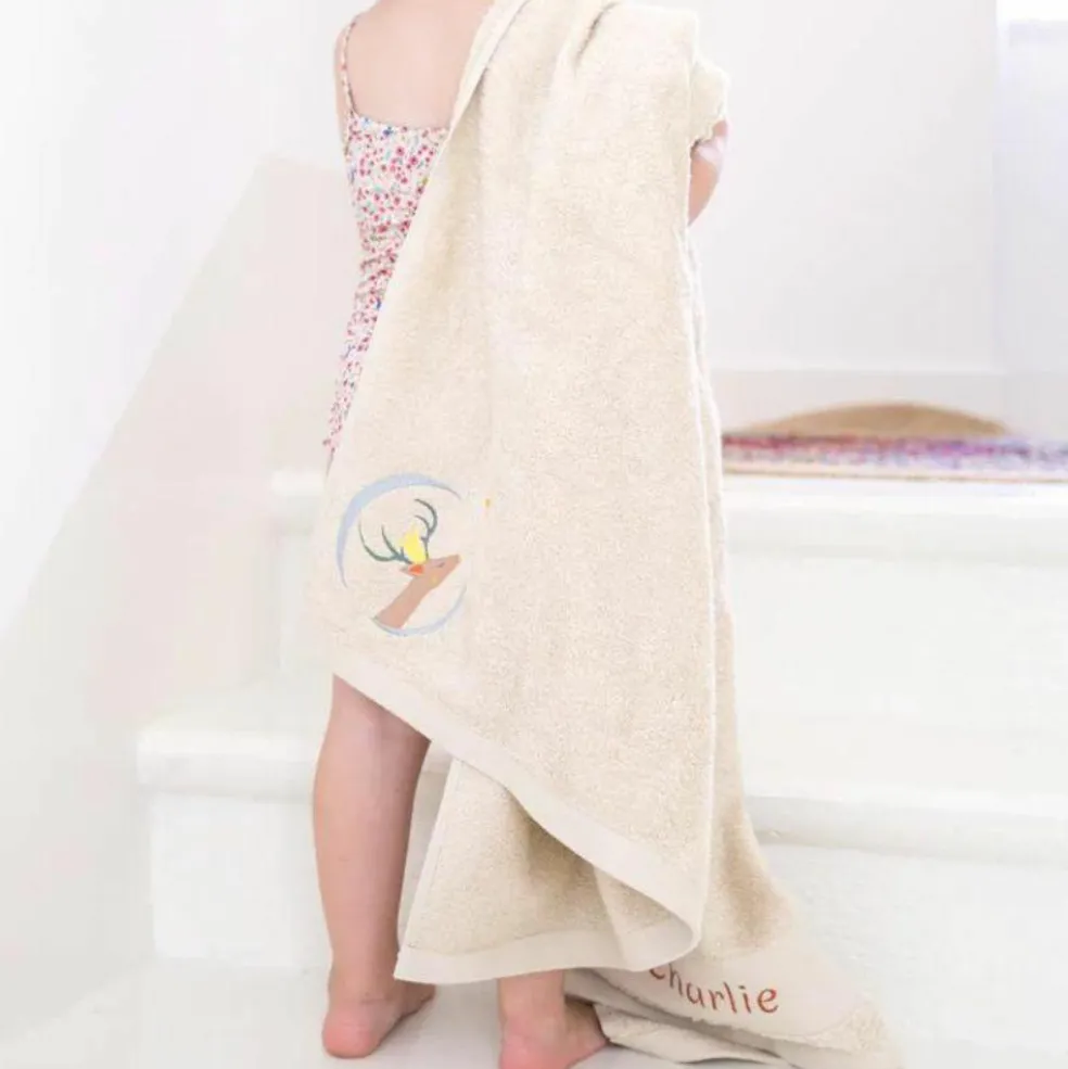 Serviette de bain jaune pâle Daim personnalisable (50 x 100 cm)