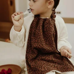 Serviette de cantine Gaze Léopard Marron