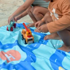 Serviette de plage 2 en 1 Circuit Bleu (180 x 180 cm)