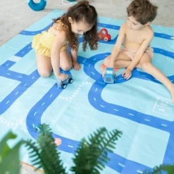 Serviette de plage 2 en 1 Circuit Bleu (180 x 180 cm)