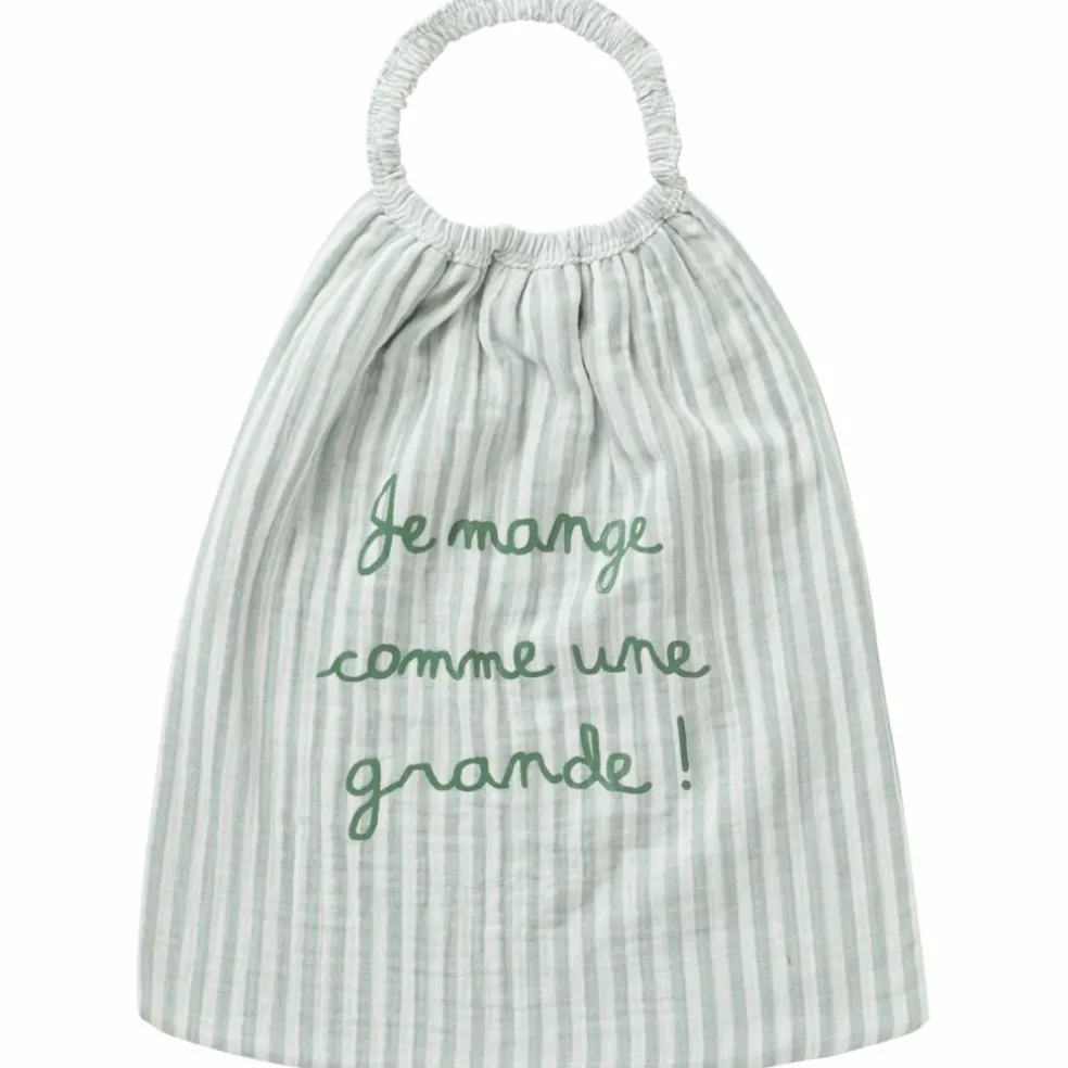 Serviette élastique comme une grande gaze de coton rayé vert de gris