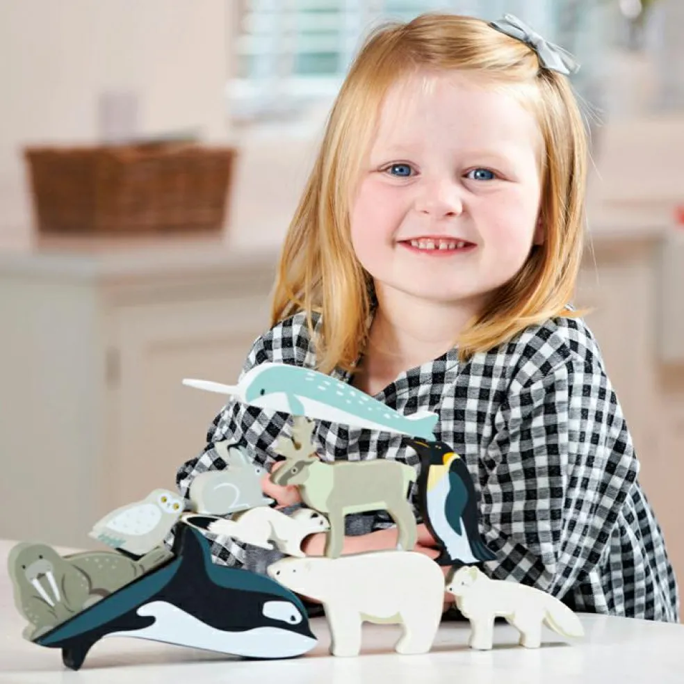 Set animaux en bois Animaux polaires