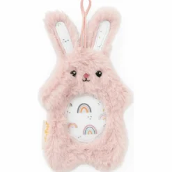 Set attache-sucette peluche lapin et attache-sucette rose clair