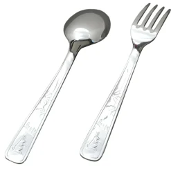 Set de 2 couverts bébé Lapin personnalisable dans son coffret (métal argenté)