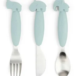 Set de 3 couverts Easy-grip Deer friends Bleu