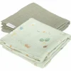 Set de 2 langes en gaze de coton Little Farm Pure Olive (70 x 70 cm)