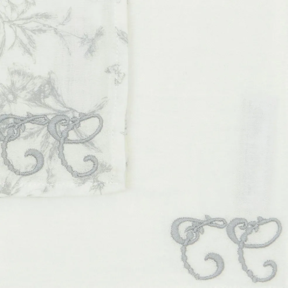 Set de 2 langes Toile de Jouy gris (70x70 cm)