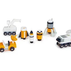 Set de 5 véhicules voyageurs de l'espace en bois