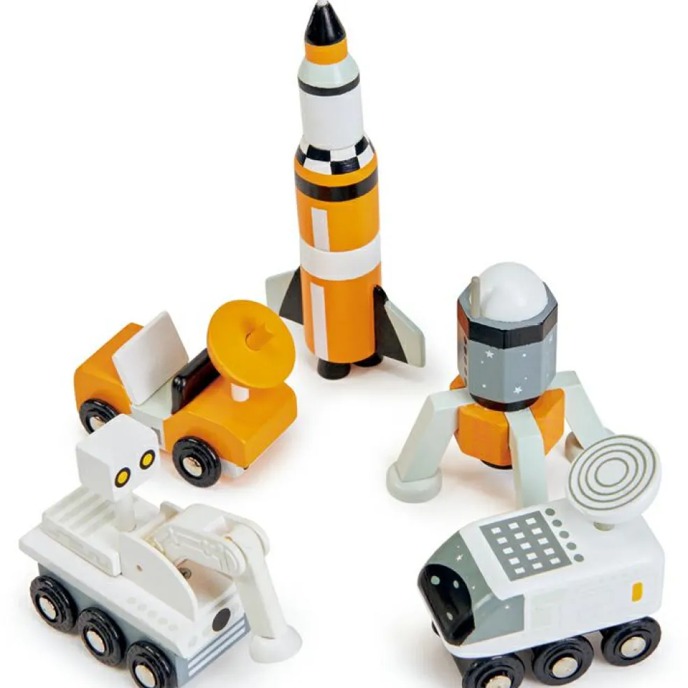 Set de 5 véhicules voyageurs de l'espace en bois