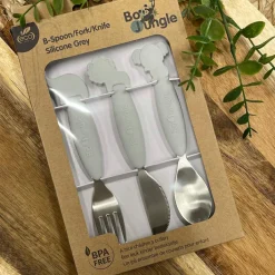 Set de couverts en inox et silicone gris (3 pièces)