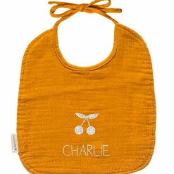 Set de naissance Bavoir et anneau de dentition Jaune moutarde (personnalisable)