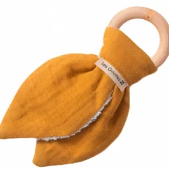 Set de naissance Bavoir et anneau de dentition Jaune moutarde (personnalisable)