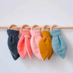 Set de naissance Bavoir et anneau de dentition Rose (personnalisable)