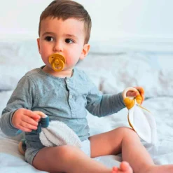 Set de naissance Doudou ballon et anneau de dentition Bleu pétrole (personnalisable)