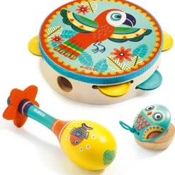 Set de trois instruments (Tambourin, maracas et castagnettes)