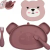 Set repas en silicone Ourson Rose (4 pièces)