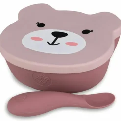 Set repas en silicone Ourson Rose (4 pièces)