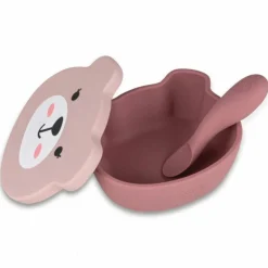 Set repas en silicone Ourson Rose (4 pièces)