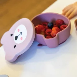Set repas en silicone Ourson Rose (4 pièces)