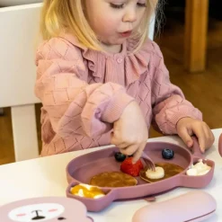 Set repas en silicone Ourson Rose (4 pièces)