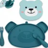 Set repas en silicone Ourson Bleu (4 pièces)