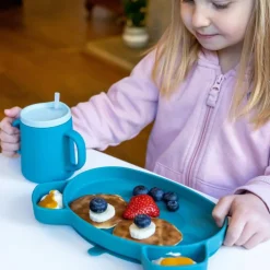 Set repas en silicone Ourson Bleu (4 pièces)