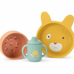 Set vaisselle silicone Trois petits lapins
