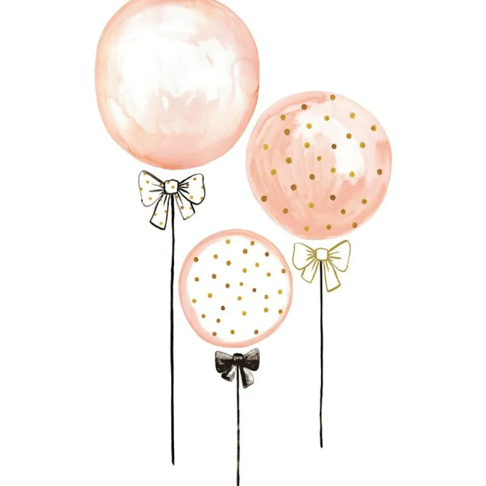 Sticker ballons rose à pois dorés Flamingo by Lucie Bellion
