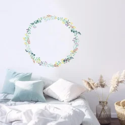 Sticker Grande couronne fleurie Liv (80 x 80 cm)